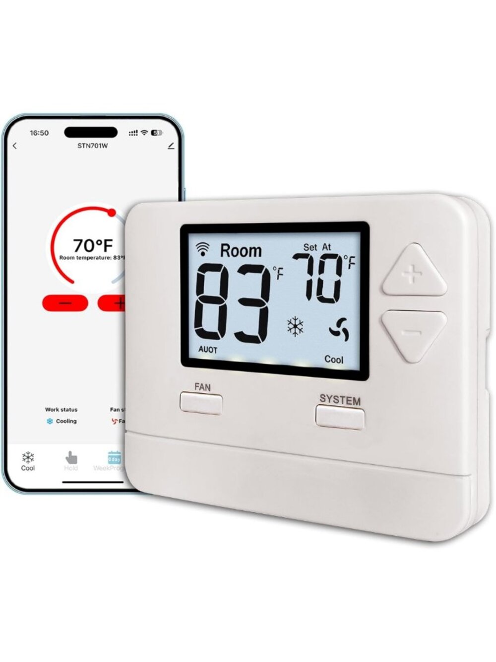 Smart WiFi Thermostat for Home - 1 Heat/1 Cool, Energy Saving, Easy Setup